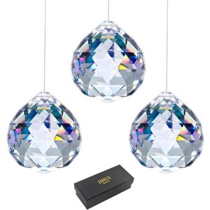JIHUI Clear Glass Crystal Ball Prism Pendant Suncatcher 40 mm