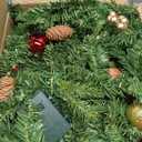 Christmas Garland with Lights, 9FT Prelit Christmas Garland Battery Operated Christmas Wreath with Pine Cones, Red Berries, Artificial Xmas Garland for Mantle, Fireplace, Stairs, Outdoor Decorations (Green)