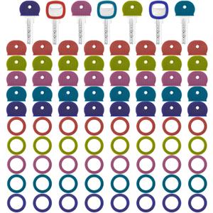 Blulu 80 Pieces 1Inch Colored Key Covers Caps Tags Covers Set Plastic Key Color Identifier Rings Toppers(Retro Color)
