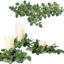 Ling's moment Artificial Patina Rose Leaf Greenery Garland - 6 Pack, Candle Vines, Splicable 2.3ft Stems for Table Centerpieces, Lantern Rings, Backdrop Floral Arrangements & Wedding Arches
