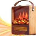 Electric Fireplace Heater for Indoor Use, 1500W/750W Space Heater Fireplace with 3D LED Flame, Double Safety Protection, Portable Fireplace Heater for Home Office Christmas Decoratio, Oak