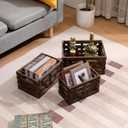 Nested Wooden Storage Crates Set of 3 (L,M,S),Farmhouse Decorative Boxes with Handles for Home Organization & Display