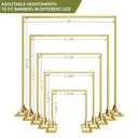 8.2FT Adjustable Backdrop Stand Kit - Square Wedding Arch & Balloon Arch for Photo Booth Background, Baby Shower, Birthday Party Decorations (Portable Frame) (Gold, 8.2X 8FT)