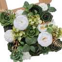 Serwalin Artificial Flowers Green Real Looking Fake Roses Silk Flowers with Stems for DIY Wedding Bouquets Out/Indoor Centerpieces Flowers Decor Arrangements Party Baby Shower Home Cake Decor  A Emerald Green, 1 Box