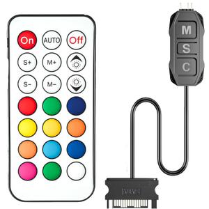 ARGB Controller Kit, GSCOLER RGB PC Fan Controller with 21 Key Remote Control, Multiple Lighting Modes Control for Computer Case Fan, Air Cooler, Liquid Cooler, LED Light Bar (SATA Power)