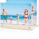 HOUSE DAY Acrylic Picture Frames 5x7, Lightweight Magnetic 5x7 Picture Frame for Wall and FreeStanding Desktop Display, Clear 5 x 7 Photo Frame with Microfiber Cloth Nails, Framless 5x 7 Frame for Gift (2 Pack)