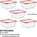 Pyrex Freshlock (5-Pack, 4 Cup) Glass Food Storage Containers Set, Airtight & Leakproof Plastic Locking Lids BPA-Free, Meal Prep Containers Set, Freezer Dishwasher Microwave Safe