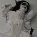 PartyGears Halloween Decorations Props Hanging Swinging Girl with Creepy Expressions, Hanging Ghosts The Best Indoor and Outdoor Decorations for Halloween(White)