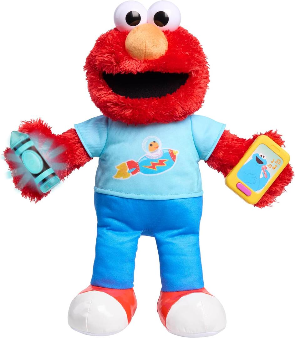 Just Play Sesame Street 13-inch Learning Elmo Plush Stuffed Animal with 50+ Phrases, Lights, Sounds, & Motion, Learning and Education, Kids Toys for Ages 18 Month