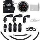 LokoCar Adjustable Fuel Pressure Regulator Kit Oil 20-80psi Gauge 6AN Return Adjustable Black