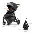 Tinyiota Stroller for Babies,Toddler Strollers with Large UPF 50+ Canopy,Luxury Baby Stroller with Leather Handle & Spacious Seat, One-Hand Foldable Pushchair,Baby Carriage with Lie-Flat Mode(Black)