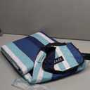 ZAZE Beach Blanket Picnic Blankets with Stakes, Thick 3-Layer 80*80 Oversized Waterproof Sandproof Compact Outdoor Mat, Big Extra Large Foldable Camping Park Vacation Travel Accessories(Blue Stripe)