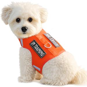 Sunraymascota Dog Harness for Puppy  Adjustable Reflective Easy Put On Soft Mesh Vest for Small Dogs with 2 Patches (Orange,XXXS) (XXXS(Neck:6.2-7.8",Chest:8.2-10.1"))