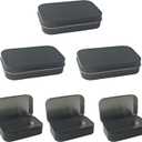 Pson 6Pcs 3.7 x 2.4 x 0.8 Inch Metal Hinged Tin Rectangular Box Containers with Lids for DIY Crafts, Candy, Jewelry, Tea, Spices, Pills(Black)
