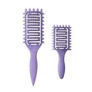 Curl Defining Brush for Curly Hair, Vented Detangling Hair Brush for Wet and Dry Styling, Curved Brush for Shaping and Smoothing Curl Clumps, Lightweight Hair Brush (2Pcs Purple)