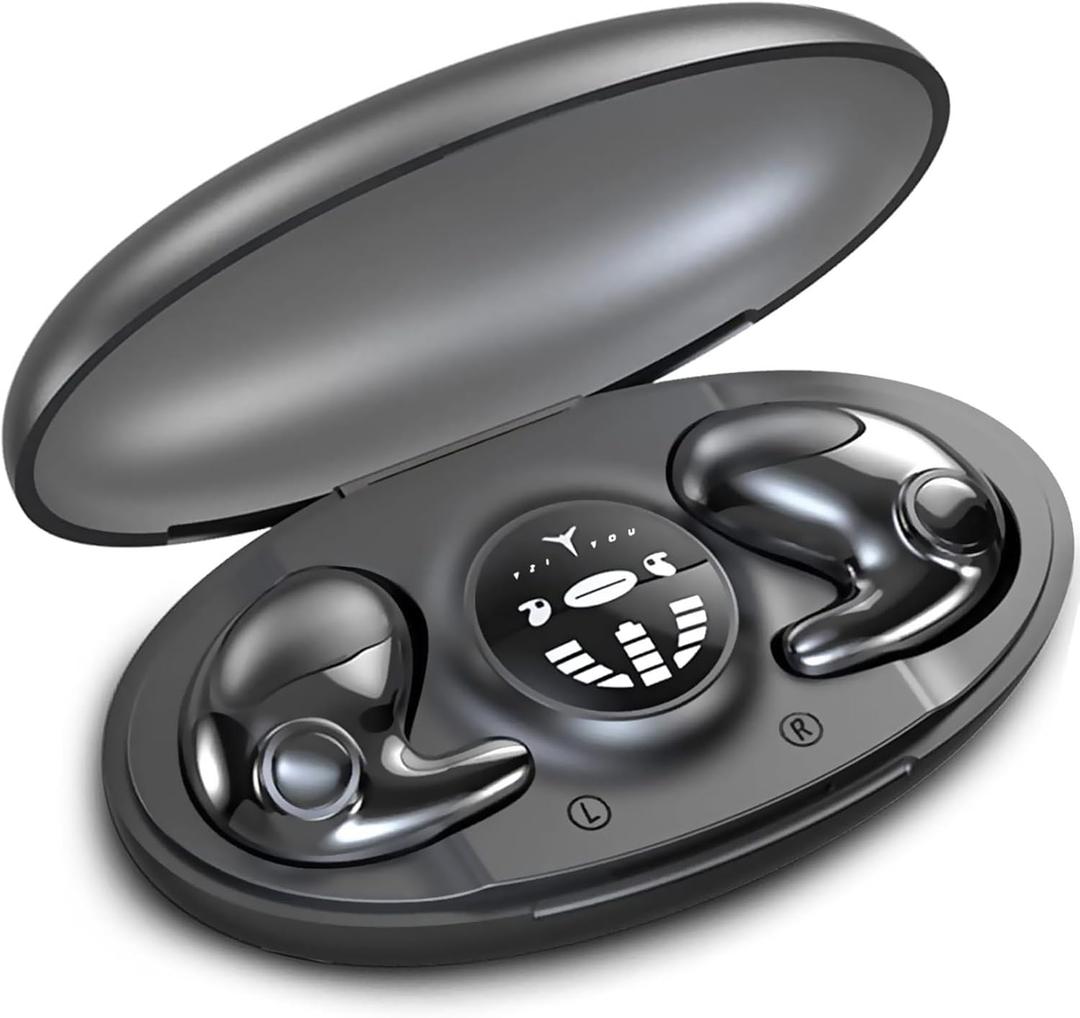 Invisible Sleep Wireless Earphone, Sleeping Earbuds for Side Sleepers Built-in Mic, Earbuds for Sleeping with Type-C Fast Charging Case (Black)