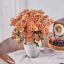 12pcs Artificial Orange Flowers for Indoor & Outdoor Decor, Burnt Orange Fake Spring Mums Bouquets, Faux Mums Lilac Flowers for Thanksgiving/Halloween, Autumn Arrangements (Durable UV Resistant)