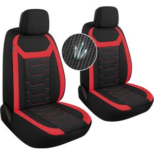 Breathable Car Seat Covers 2 Front Set, 3D Air-Mesh Seat Covers for Cars, Airbag Compatible Car Interior Covers Universal for Most Cars Sedan Truck SUV(Black/Red)