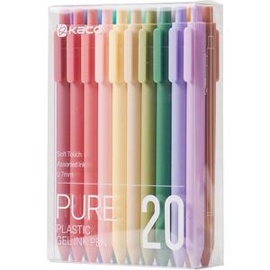 Kaco PURE Gel Pens 20 Color Ink Assorted 0.7 mm, Medium Point, Aesthetic Cute Stationery Pens for Journaling Pens (20 Assorted Ink - Version1)