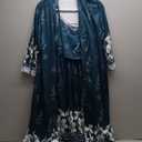 Ekouaer Women Lace Maternity Nursing Gown and 3/4 Sleeve Robe Set Double Layer Breastfeeding Nightgown Slip Dress & Bathrobe (Large, Lake Green Floral)