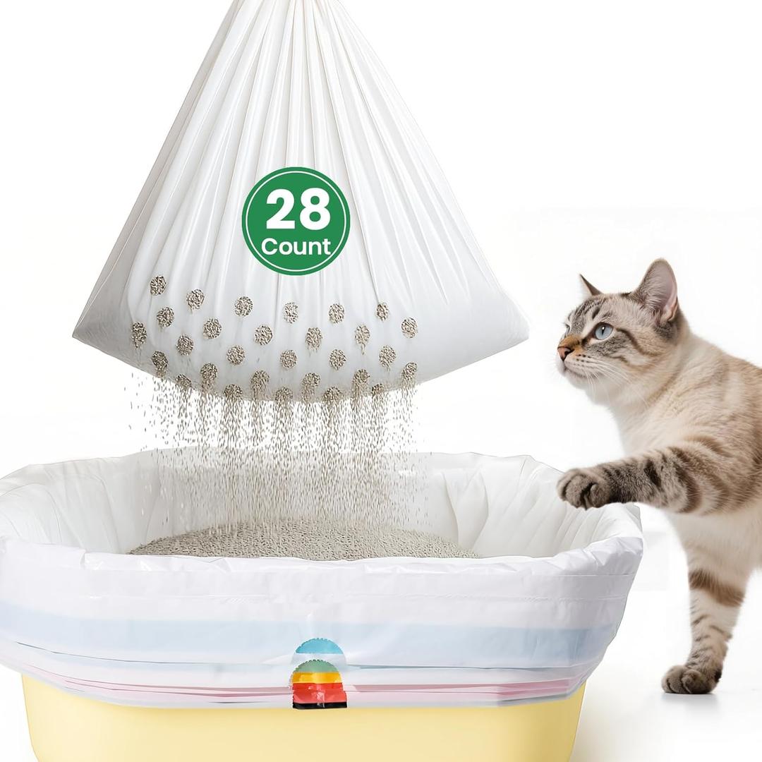 Sifting litter bags with 7-Day Litter System, Heavy Duty Thickened litter liners, 37x18 Inch (28 Pack) For Most Litter Boxes and Cat Supplies