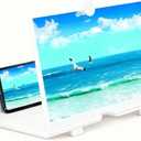 10'' Screen Magnifier Amplifier, New Generation Phone Holder Screen Amplifier, 3D HD Video and Gaming Phone Projector-with Foldable Phone Stand, Supports All Smartphones (White)