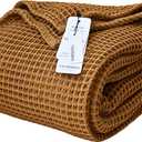 Premium Waffle Throw Blanket Twin Size Caramel - Luxury, Pure 100% Turkish Cotton, Light and Airy Waffle Weave All-Season Quilt - Decorative Bedspread (Caramel, Twin 63" x 91" Inch)