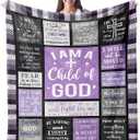 CUJUYO Christian Gifts for Women Blanket 80"x60" - Inspirational Religious Birthday Gifts - Baptism Confirmation Gifts for Girls - Catholic Spiritual Gifts for Women - Bible Verse Christian Blankets
