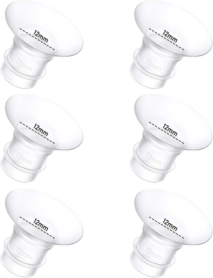 6Pcs Breast Pump Flange Insert 12mm Compatible with Momcozy/Spectra/Medela/eufy/Elvie/Lansinoh/Paruu P10 Breast Pump, Fit for Momcozy M5/M9/M6/V2 Pro/V2 pro/S12 Pro/eufy E10 S1 S1 Pro, 24mm Flange