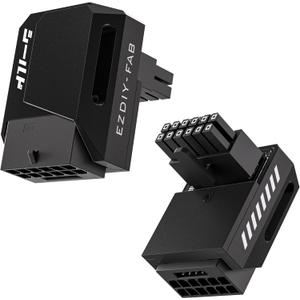 EZDIY-FAB PCIe 5.1 Adapter - 600W 12+4pin,16pin 12VHPWR GPU Power Connector,12V-2x6 GPU Adapter,90 Degree Right Angle - Compatible with RTX 3090Ti, 4070Ti, 4080, 4090 GPU - RVS Type, Black, 1 Pack