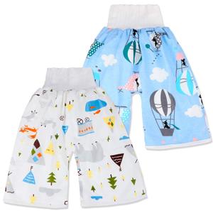 2 Packs Waterproof Diaper Pants Potty Training Cloth Diaper Pants for Baby Boy and Girl Night Time 4-8T (Blue)