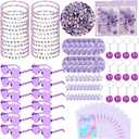 146 Pcs Kpop Party Favors Music Friend Gift Set Include Disco Ball Keychains Heart Glasses Bracelets Bags Hair Clips for Friendship Party Birthday Decoration (Purple)