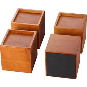 Premium Solid Pine Wood Bed Furniture Risers  4-Inch Heavy-Duty Elevation for Beds, Sofas, and More | 1000 Lbs Capacity | Floor Protection (Single Height: 4")