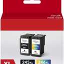Forzik Remanufactured Ink Cartridge Replacement for Canon 245XL 246XL Black and Tri-color 2 Pack