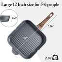 SENSARTE Nonstick Grill Pan for Stove Tops, Versatile Griddle with Pour Spouts, Square Big Cooking Surface, Durable Skillet Indoor & Outdoor Grilling. PFOA Free,12Inch
