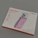 PROfezzion Double Sided Magnetic Phone Wallet, RFID Blocking Snap-on Hard Shell Card Holder 4-Cards Designed for MagSafe Compatible with iPhone 17 16 15 14 13 12 Pro Max & MagSafe Case (0.5" Thick) (Pink)