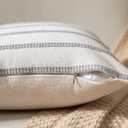Caflife Boho Throw Pillow Covers 18x18 Set of 2 Soft Farmhouse Decorative Couch Pillow Cases Grey Striped Pillow Covers Neutral Cushion Covers for Sofa Bed Living Room Home Decor