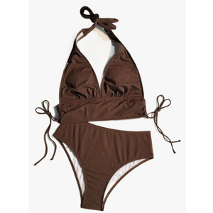 Shanjinl womens bathing suits Solid Color Drawstring Top And Bottom Swimsuit Set, For Summer Small