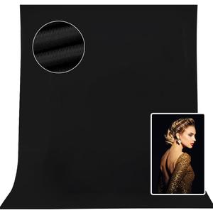 10x7ft Black Backdrop - Solid Black High Density Polyester Fabric Photo Backdrop for Portrait, Party & Video