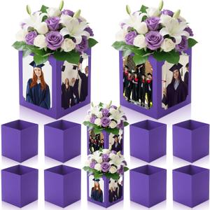 Spiareal 6 Pcs Graduation Box Centerpieces for Table 6/7 Inch Photo Frame Display Congrats Grad Party Favor Gift Picture Table Box Photo Props Frame for Graduation Decoration(Purple)