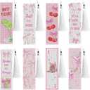 8 Pcs Bow Diamond Art Bookmarks Kit with Tassels, Cute Pink Diamond Painting Bookmarks for Women Book Lovers, DIY Bookmark Making Kit for Adults Beginners Aesthetic Crafts