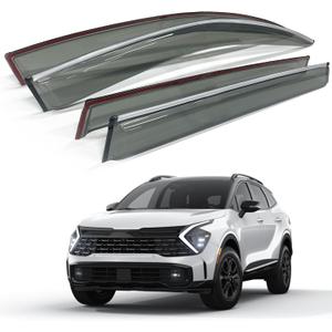 AUXKO Rain Guards for Kia Sportage 2025 2024 2023 Translucent Window Visors with Chrome Trim Weather Deflectors Wind Deflectors Vent Visors UV Protection Easy Install (Fashion)