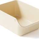 Cat Litter Box with High Sides Anti-Splashing for Indoor Cats Low Entry Kitty Litter Boxes (White)