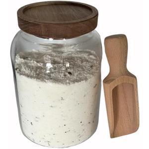 40 oz Bath Salts Glass Jar with Wooden Lid and Scoop,Bathroom Decor Container,Airtight Storage Bathtub Accessories for Women