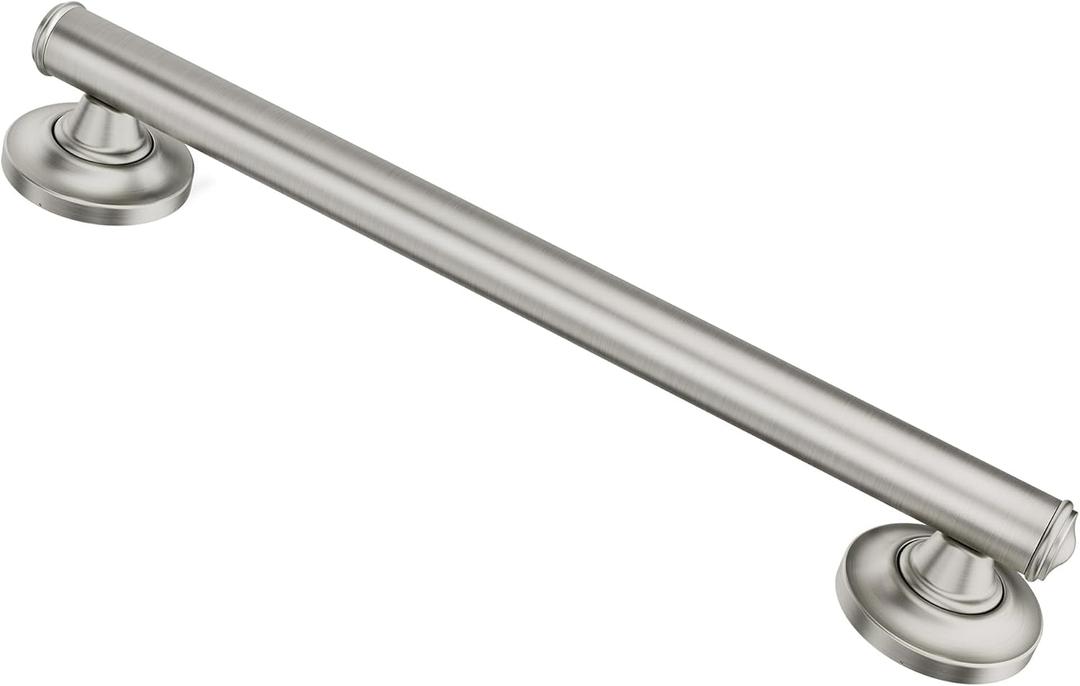 Moen Home Care Bathroom Safety 16 Inch Designer Stainless Steel Handicap Grab Bar for Bathtub and Shower, Elderly Assistance Product with Comfort Grip, Brushed Nickel, R8716D1GBN