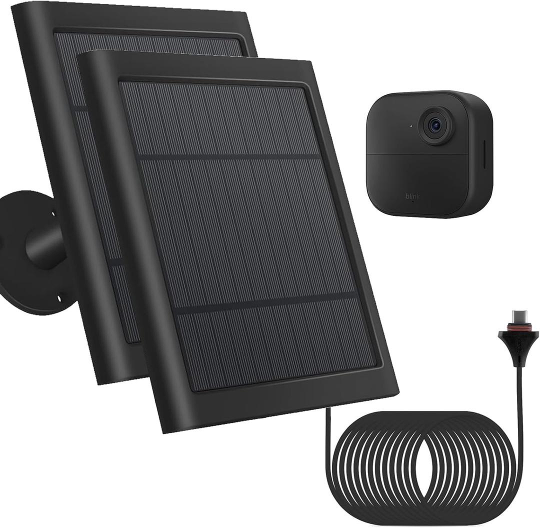 Solar Panel for Blink Camera,Compatible with Blink Outdoor 4, Camera 4W Solar Charging Board, Outdoor Camera Solar Charger, Equipped with 10 Foot Outdoor Power Cord, Adjustable Angle, IP65, Black 2Pcs