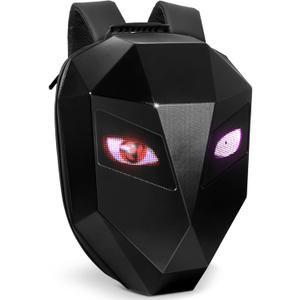 Motorcycle LED Knight Backpack with Full-color screen, Laptop Backpack, DIY programming Backpack, Riding Backpack for Store Helmet, Waterproof Luggage Bag for Travelling Camping Cycling (Black)