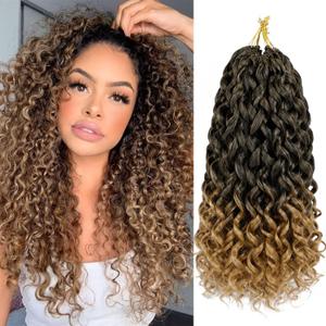 7 Packs GoGo Curl Crochet Hair 14 Inch Short Curly Crochet Hair for Women Beach Curl Water Wave Deep Twist Crochet Braids Synthetic Braiding Hair Extensions (14 Inch, T1B/27)