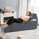 Yoga Chair Lounge for Adult, Ergonomic Chaise Lounge Chair with Side Pocket, Headrest, Waist Pad, OttomanPerfect for Stretching, Massage, and Relaxation, Used in Living Room, BedroomDark Gray, Oversized
