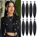 Braiding Hair Pre Stretched 8 Packs 24 Inch Long Black Braid Professional Prestretched Synthetic Braiding Hair Extensions for Twist or Braid (1B#, 24 Inch (Pack of 8))